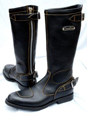 GASOLINA Classic CAFE RACER Motorcycle Boots M 6D / W 8.5 Black Leather